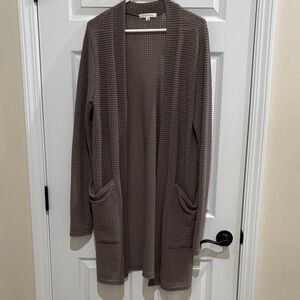 Cozy Open Front Cardigan Sweater - Taupe